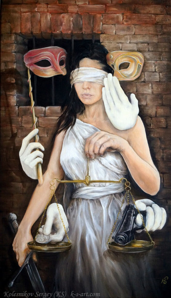 Фемида - картина, художник Сергей Колесников (KS), холст, масло, 2016 год. Живопись в стиле - интегральный реализм.
