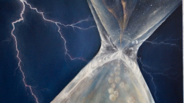 Фрагмент 2 картины Звездная пыль (песочные часы, молния) - холст, масло, художник Сергей Колесников (KS)